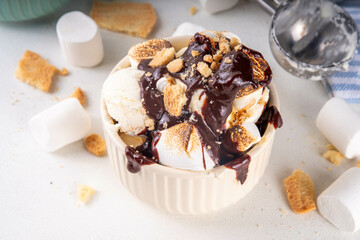 Portion bowl of smores ice cream