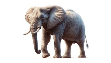 Obraz premium Majestic Elephant Walking Gracefully With Impressive Tusks and Ears. generator AI