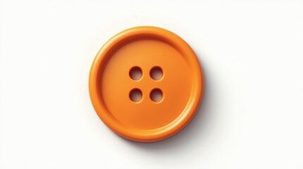 Obraz premium Realistic Orange Plastic Button Isolated On White Background