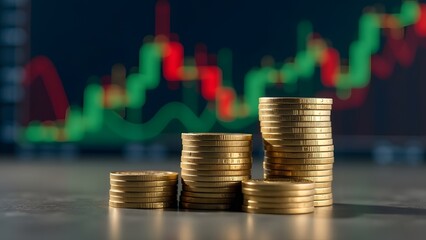 Gold coins symbolize a wise investment and potential financial growth linked to stock market trends