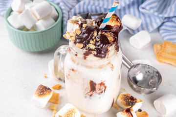 Tasty overloaded S`mores winter milkshake