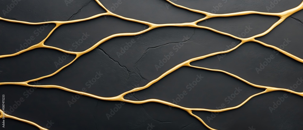 Poster stylish abstract background with gold lines on a dark surface for creative projects.