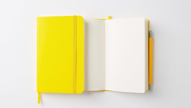 This moleskine pocket notebook mockup features a vibrant yellow design, compact and perfect for portable planning.