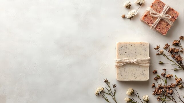 Handmade soaps with dried flowers, handmade, natural luxury