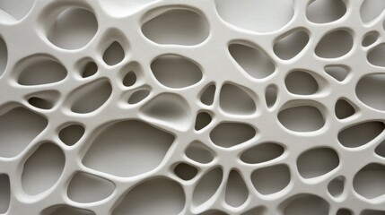 White wall with numerous holes, a textured, abstract design for backgrounds and creative projects