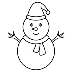 snowman with christmas hat icon