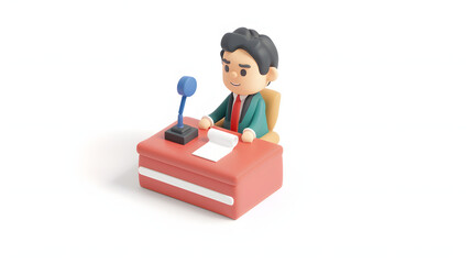News Anchor Icon Journalist isometric Cartoon 3D