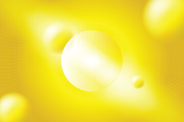 Bright yellow background with glossy spheres. Modern minimalist design with a futuristic vibe.
