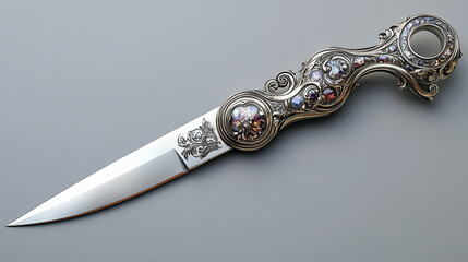 Beautiful knife closeup on a white background
