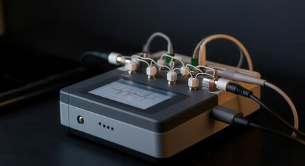 Portable polygraph machine with attached sensors display