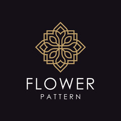 Luxury beautiful logo design with flower ornament pattern