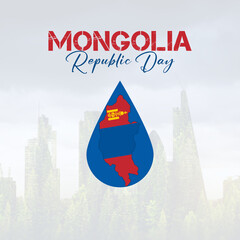 Mongolia Republic Day Social Media Design With blood theme