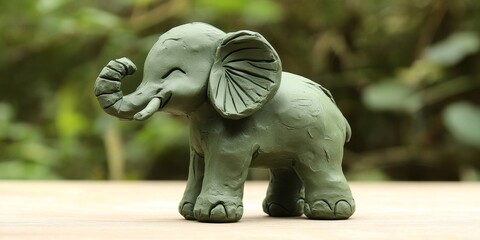 Green clay elephant crafted by my baby girl showcases creativity and imagination. This unique green clay elephant highlights artistic expression, perfect for showcasing clay modeling skills.