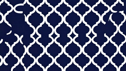 Fototapeta premium Navy Blue And White Geometric Textile Pattern Design