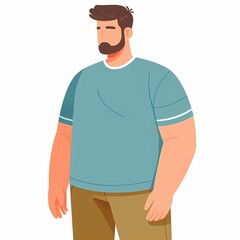 Fototapeta premium Flat Style Illustration of Plus-Size Man on White Background