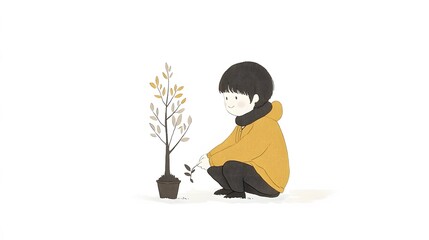 Fototapeta premium A person planting a seed, symbolizing growth and new beginnings after solving a problem. 