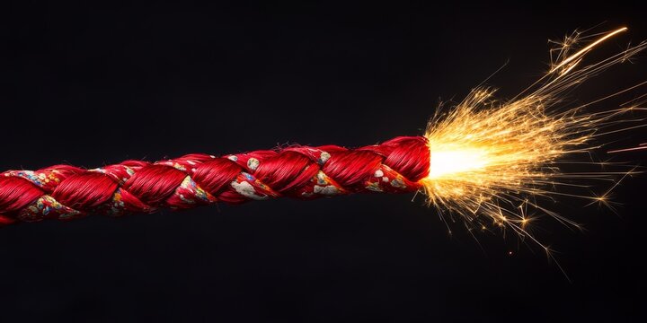 Long red dynamite featuring extended braided wicks, ideal for showcasing the explosive nature of pyrotechnics. This long red dynamite emphasizes bold design and dramatic presentation.