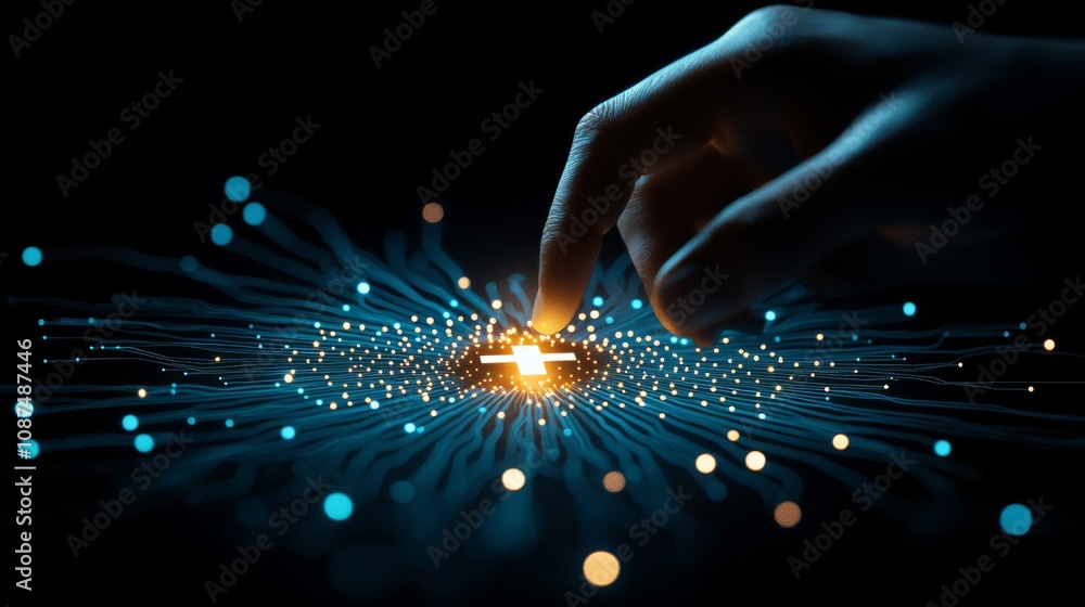 Poster digital network interaction futuristic technology visual art dark environment close-up view connecti