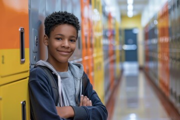 Portrait of a smiling African American male elementary school student