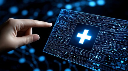 Innovative Digital Healthcare Solutions Technology Hub Visual Representation Futuristic Setting Close-up View Health and Wellness Advancements