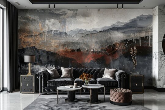 Modern creative living room with interior design backdrop ideas