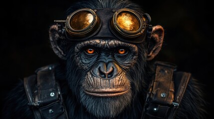 Gritty Portrait Of A Steampunk Ape