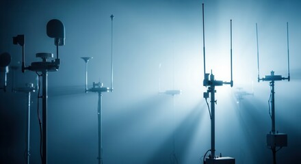 Atmospheric weather station instruments in misty conditions