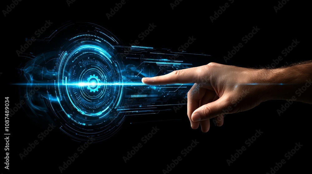 Poster futuristic interface interaction digital realm technology visualization sci-fi environment close-up 