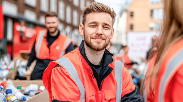 Community clean-up event urban area volunteer activity daytime close-up - Powered by Adobe