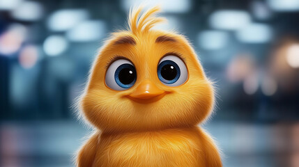 Cute Yellow Chick with Surprised Face