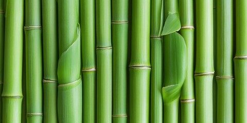 Obraz premium Top view of vibrant green bamboo stems creating a stunning background, showcasing the natural beauty and texture of green bamboo, perfect for design and decoration purposes.
