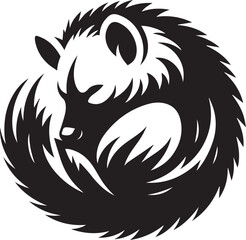 Obraz premium A silhouette of a hyena curled into a ball resting