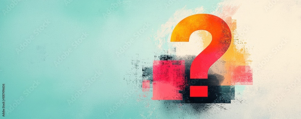 Poster a colorful abstract background featuring a large question mark, symbolizing inquiry and curiosity.