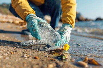 Ocean Clean. Beach Cleanup Initiative by Young Ecologists on Earth Day