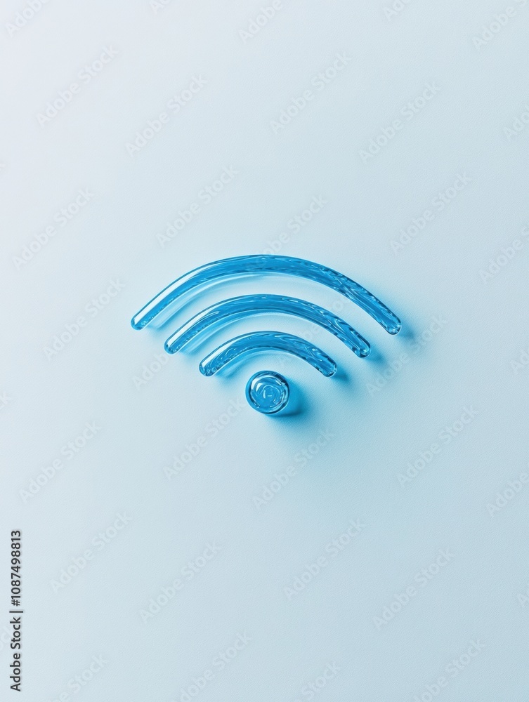 Aufkleber a blue wi-fi symbol crafted from smooth curved lines sits against a light background, indicating wir