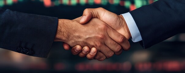 Obraz premium Two hands shaking in a professional setting, symbolizing agreement, partnership, or collaboration between individuals.