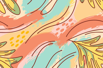 Seamless Abstract Watercolor Brushstroke Pattern with Vibrant Splashes
