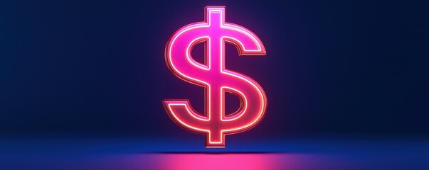 Obraz premium A glowing dollar sign against a dark background, symbolizing wealth, finance, and prosperity.