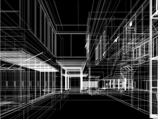 modern empty hall  interior design, 3d rendering