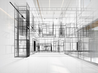 modern empty hall  interior design, 3d rendering