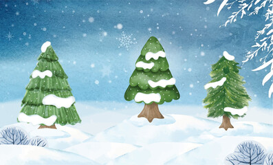 Christmas tree with background snowfall