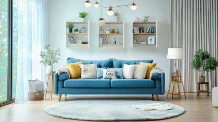 living room with blue sofa Interior of modern style