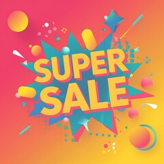 Super Sale Announcement Colorful Geometric Design