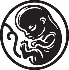 Prenatal human child with placenta silhouette vector image