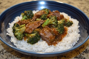 Tumis brokoli jamur. Mushroom broccoli stir fry is a dish consisting of broccoli, tofu and mushrooms, cooked by sauteing. Served on a plate. Selective focus