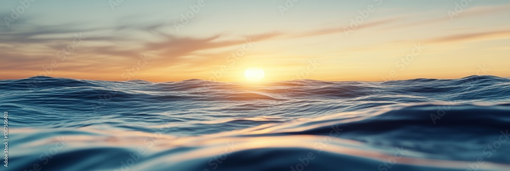 Aufkleber the sun sets on the horizon, casting warm hues across the peaceful ocean waves, creating a serene tw