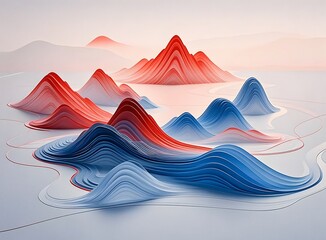 Abstract mountain backdrop with waves.