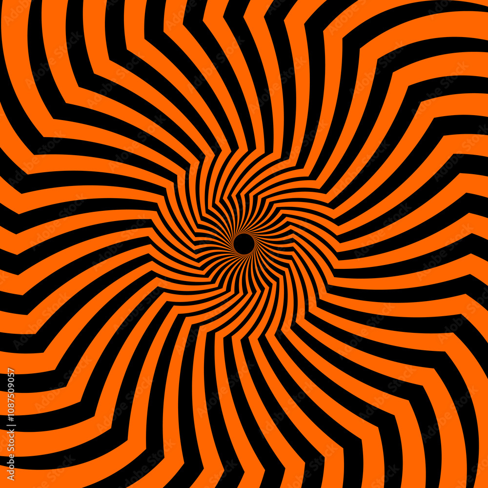 Poster halloween pattern of psychedelic hypnotic spiral swirls and twirls vortex, vector background. hallow