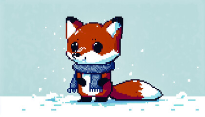 Illustration against light background with space for text, pixel art style 