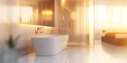 Abstract blur bathroom and toilet room interior creates a modern and stylish atmosphere. The abstract blur enhances the bathroom s overall aesthetic, making it a visually appealing space.